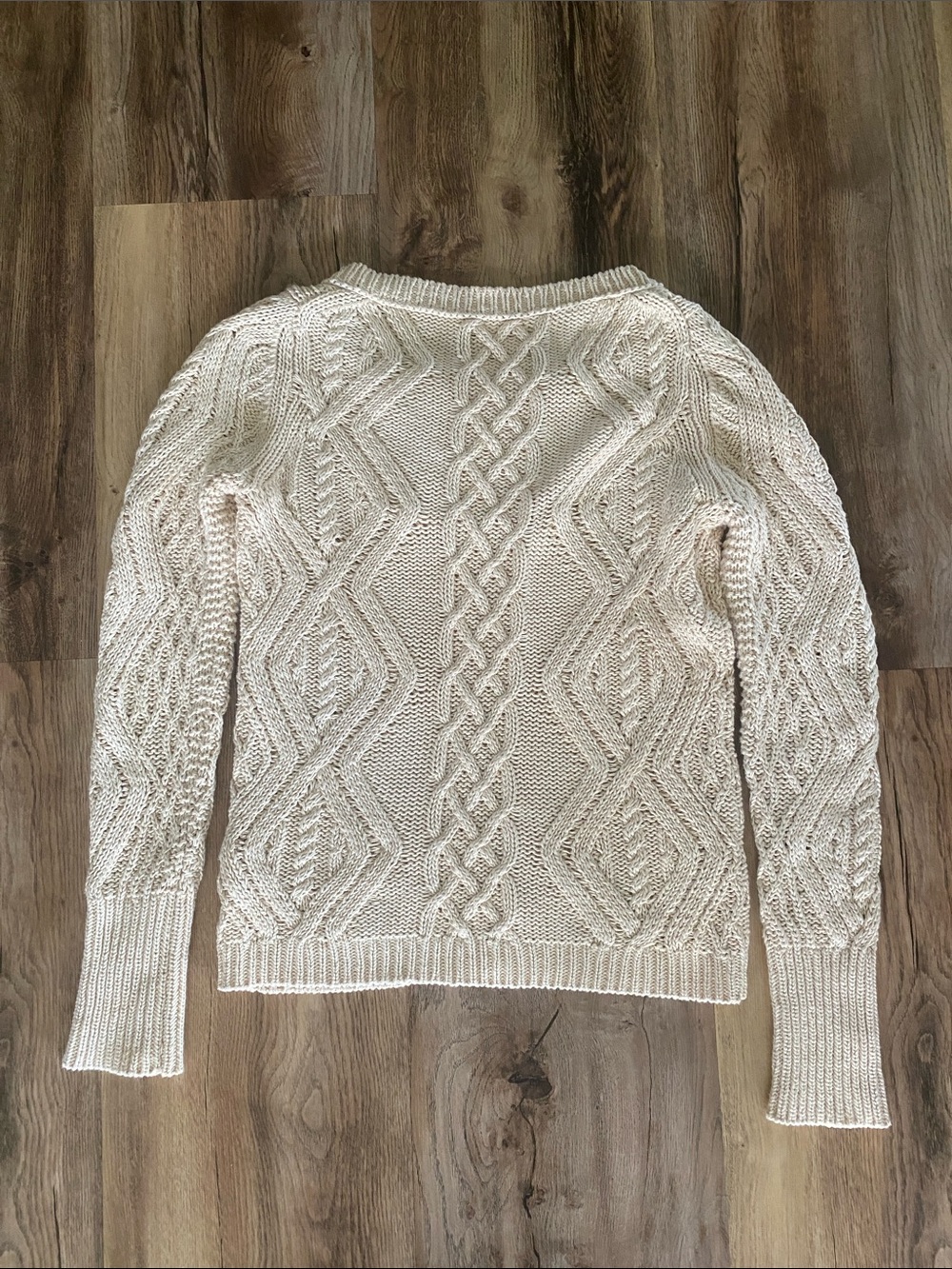 J. Crew Cream Cable-Knit Crewneck Sweater with Button Placket XS - Picture 2 of 2